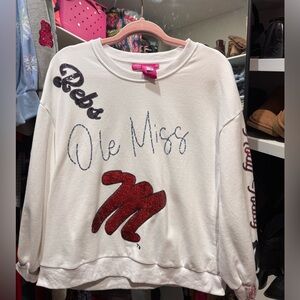 QUEEN OF SPARKLES White and Red Ole Miss Sweater